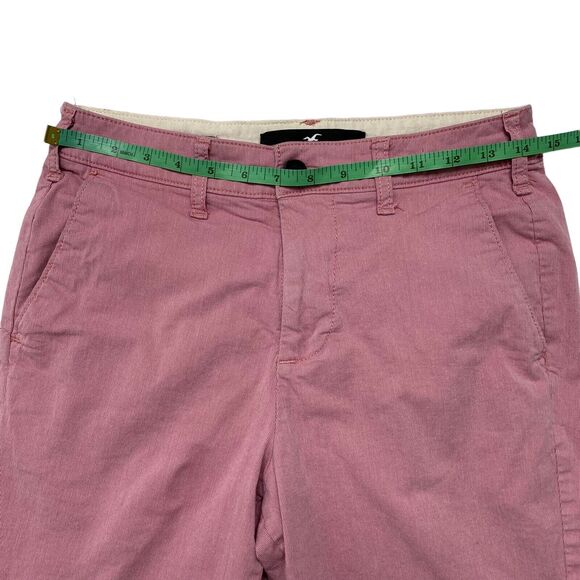 HOLLISTER Epic Flex Flat Front Short 9" in Pale Red Stripe Size 26 Mens Chino - Picture 5 of 7